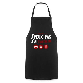 J'ai triathlon t-shirt humour alcool - Tablier de cuisine - noir - Devant - AI Model Male 185 dark (185cm)