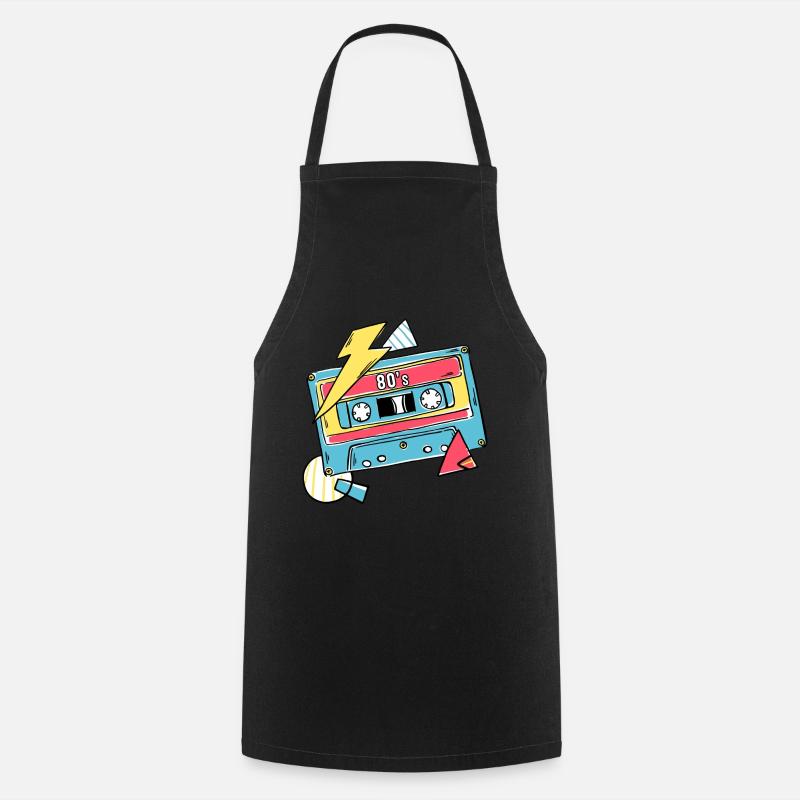Cassette Music 80s Gift Pop Style Gift Idea - Cooking Apron - black