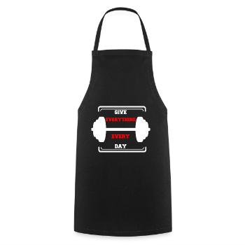motivation fitness dumbbell training muscle building - Cooking Apron - black - Front - AI Model Male 185 dark (185cm)