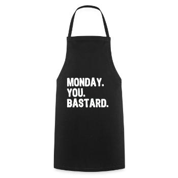 Monday. You. Bastard. white - Kochschürze - Schwarz - Vorne - AI Model Male 185 dark (185cm)