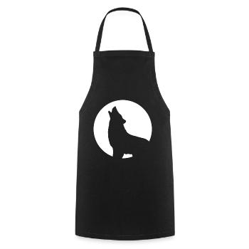 Howling wolf moon full moon night - Cooking Apron - black - Front - AI Model Male 185 dark (185cm)