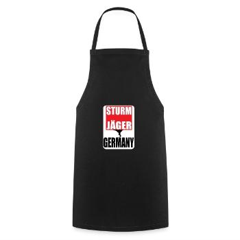 Sturmjäger Germany, Storm Chaser , Orkan shirt - Kochschürze - Schwarz - Vorne - AI Model Male 185 dark (185cm)