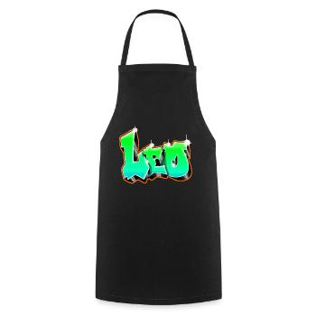 Leo Graffiti Green - Cooking Apron - black - Front - AI Model Male 185 dark (185cm)