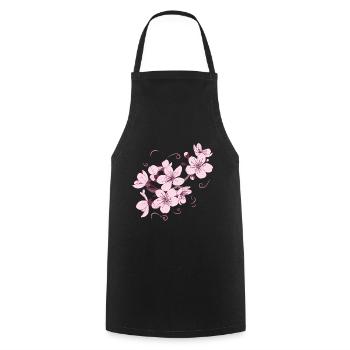 Flower Japanese Cool Gift - Cooking Apron - black - Front - AI Model Male 185 dark (185cm)