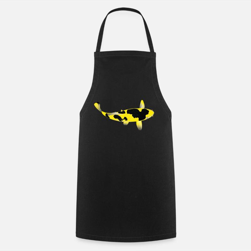 Carpe Koï - Jaune et Noire - Tablier de cuisine - noir