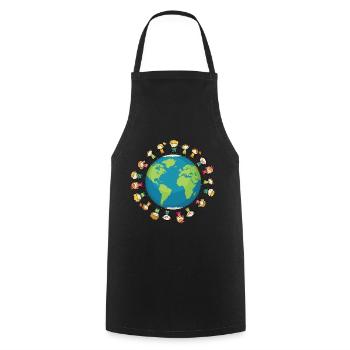 Beaucoup d’enfants Terre Planète Cadeau amusant - Tablier de cuisine - noir - Devant - AI Model Male 185 dark (185cm)