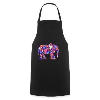 Elephant Colorful flowers - Cooking Apron - black - Front - AI Model Male 185 dark (185cm)