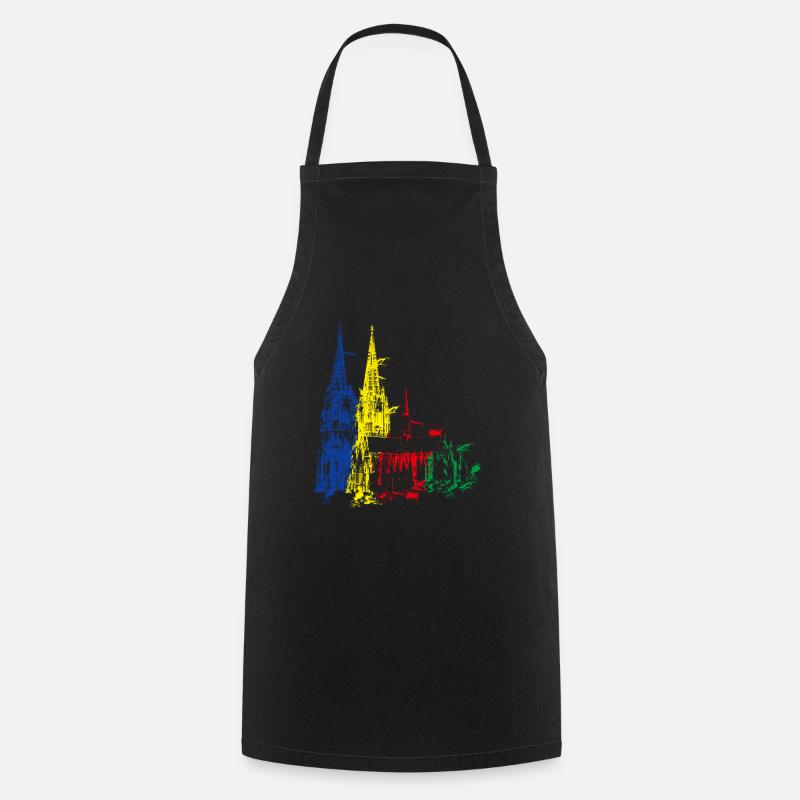 Dom de Cologne, explosion de couleur - Tablier de cuisine - noir