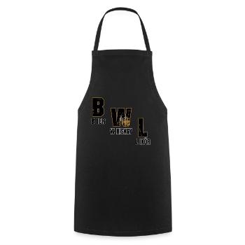 BWL-Bier Whiskey Likör - Kochschürze - Schwarz - Vorne - AI Model Male 185 dark (185cm)