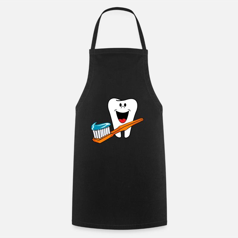 Happy Teeth Healthy teeth like to laugh - Cooking Apron - black