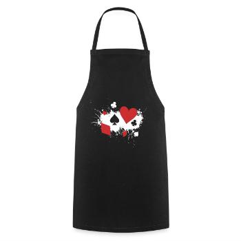 Poker Symbols Gift Idea Check Pik Cross Heart - Cooking Apron - black - Front - AI Model Male 185 dark (185cm)