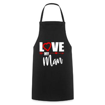 LOVE MY MAN - Valentine's Day - Cooking Apron - black - Front - AI Model Male 185 dark (185cm)
