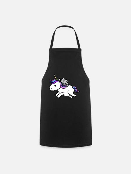 Unicorn Einhorn Fabelwesen Cartoon - Kochschürze - Schwarz