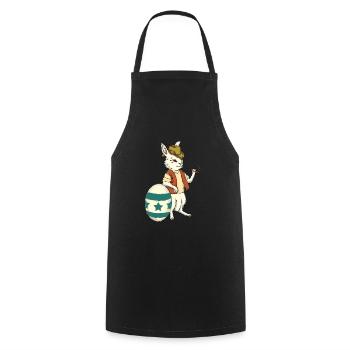 Lapin de fumer, oeuf de Pâques - Tablier de cuisine - noir - Devant - AI Model Male 185 dark (185cm)