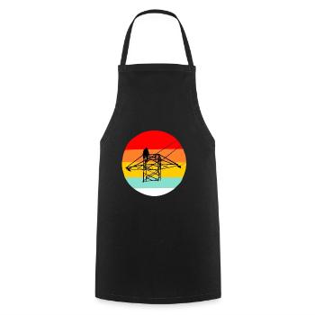 Electrician power pole gift electrical outlet - Cooking Apron - black - Front - AI Model Male 185 dark (185cm)