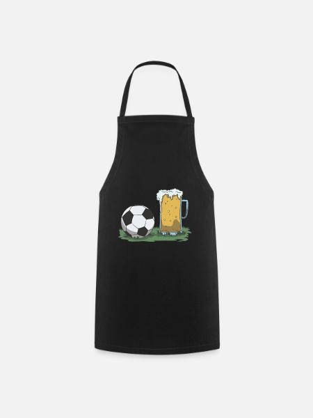 Fußball und Bier Geschenk Idee - Kochschürze - Schwarz