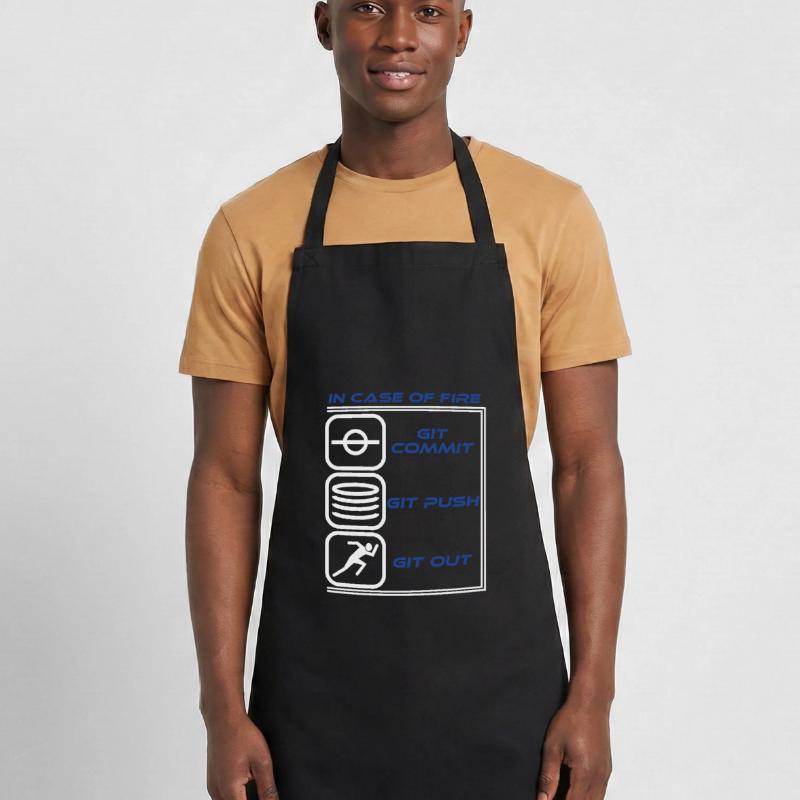 "In Case Of Fire Git Commit Git Push Git Out" Cooking Apron