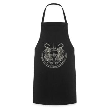 Sak Yant Thai Tattoo Twin Tiger Muay Thai cadeau - Tablier de cuisine - noir - Devant - AI Model Male 185 dark (185cm)