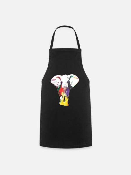Elephant Rainbow Wildlife Cool Cadeau - Tablier de cuisine - noir
