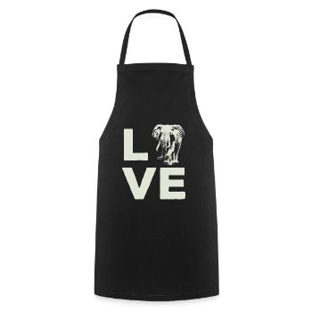 Éléphant amour animal zoo faune cadeau cool - Tablier de cuisine - noir - Devant - AI Model Male 185 dark (185cm)