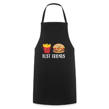 Les meilleurs amis Burger Frite Foodie cadeau - Tablier de cuisine - noir - Devant - AI Model Male 185 dark (185cm)