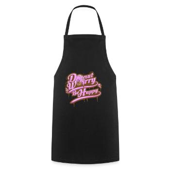 Donut Worry Be Happy Quote Citation de texte drôle - Tablier de cuisine - noir - Devant - AI Model Male 185 dark (185cm)
