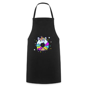 Donut Lustig Einhorn Unicorn Süß Dessert Zucker - Kochschürze - Schwarz - Vorne - AI Model Male 185 dark (185cm)