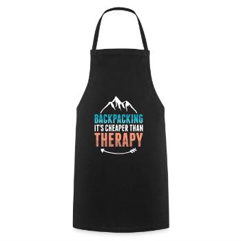 Backpacker thérapie - Tablier de cuisine - noir - Devant - AI Model Male 185 dark (185cm)