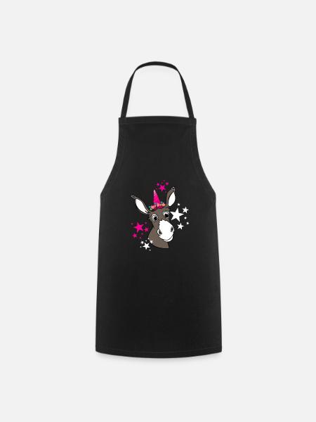 donkey unicorn - cute donkey with unicorn - Cooking Apron - black