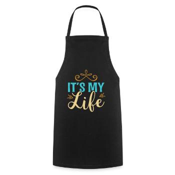 C’est ma vie - Tablier de cuisine - noir - Devant - AI Model Male 185 dark (185cm)