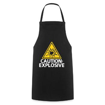 Alarme d’explosion Attention Bouclier - Tablier de cuisine - noir - Devant - AI Model Male 185 dark (185cm)