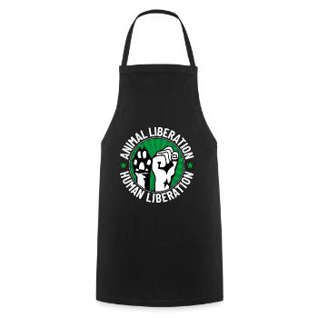 Animal LIberation - Human Liberation - Cooking Apron - black - Front - AI Model Male 185 dark (185cm)