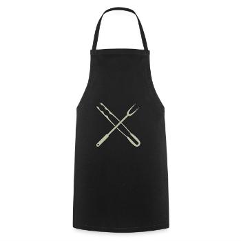 Barbecue tongs and meat fork - Cooking Apron - black - Front - AI Model Male 185 dark (185cm)