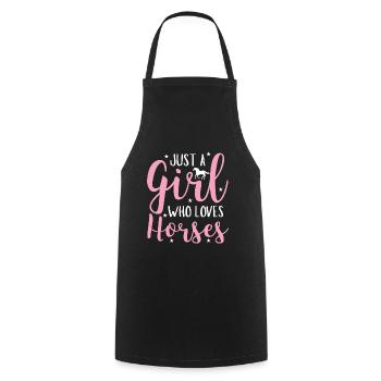 Fille aime les chevaux amoureux des chevaux - Tablier de cuisine - noir - Devant - AI Model Male 185 dark (185cm)