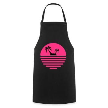 81 Sun Island Sea Palm Trees - Cooking Apron - black - Front - AI Model Male 185 dark (185cm)