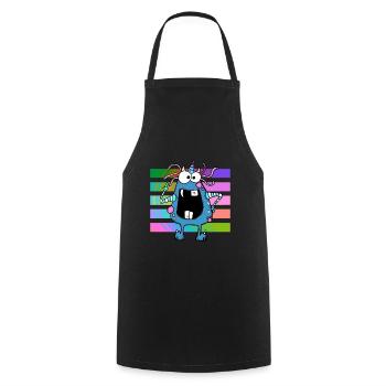 Drôle de monstre fou - Tablier de cuisine - noir - Devant - AI Model Male 185 dark (185cm)