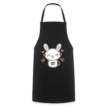 Cadeau de grain de café café lapin caféine lapin - Tablier de cuisine - noir - Devant - AI Model Male 185 dark (185cm)