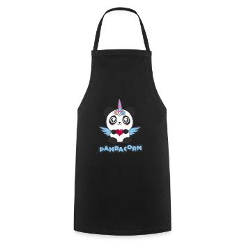 Panda Einhorn Pandacorn! Süß Flügel Blumen - Kochschürze - Schwarz - Vorne - AI Model Male 185 dark (185cm)