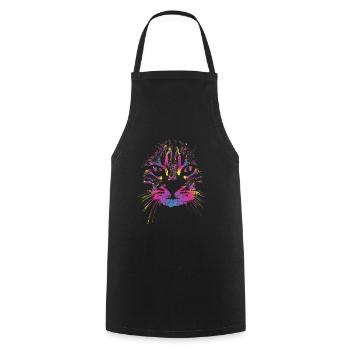 Chat coloré - Tablier de cuisine - noir - Devant - AI Model Male 185 dark (185cm)