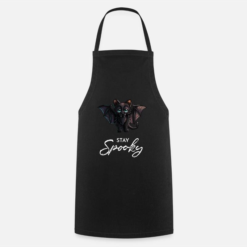 Restez Spooky Slogan Cute Vampire Black Bat Cat - Tablier de cuisine - noir