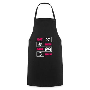 Manger dormir jeu répéter - Tablier de cuisine - noir - Devant - AI Model Male 185 dark (185cm)