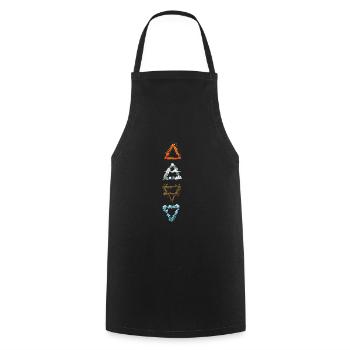 Alchimie icônes elemtente feu eau air terre - Tablier de cuisine - noir - Devant - AI Model Male 185 dark (185cm)