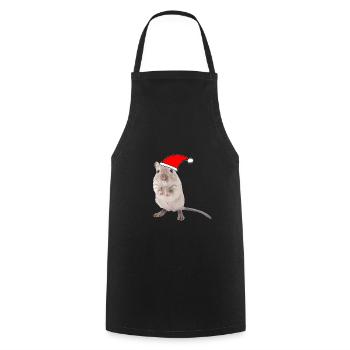 Souris de course avec bonnet de Noël - Tablier de cuisine - noir - Devant - AI Model Male 185 dark (185cm)
