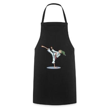 Pied de karaté coup de pied - Tablier de cuisine - noir - Devant - AI Model Male 185 dark (185cm)