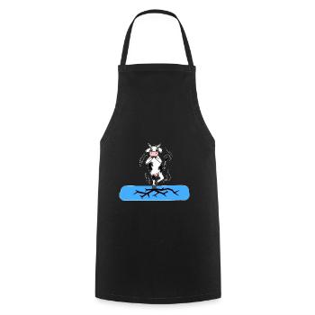 Vache sur la glace - Tablier de cuisine - noir - Devant - AI Model Male 185 dark (185cm)