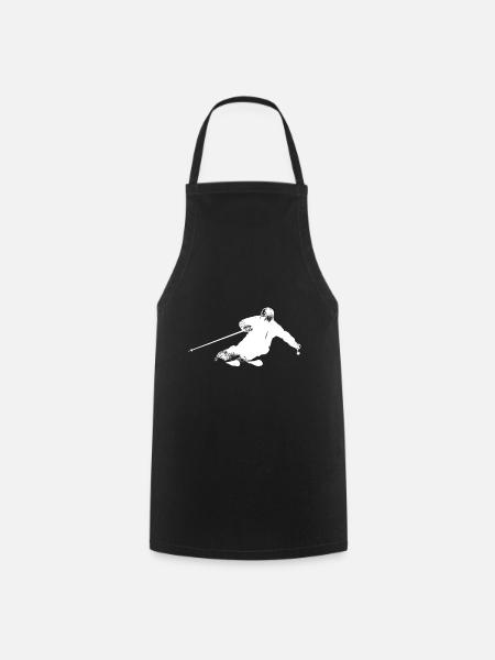 Skifahrer Silhouette Ski Symbol Skier - Kochschürze - Schwarz