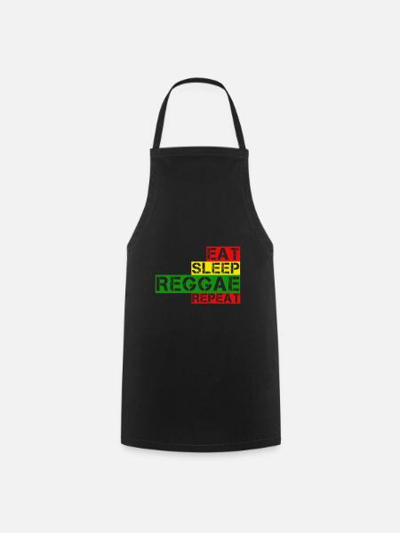 EAT SLEEP REGGAE REPEAT - Cooking Apron - black