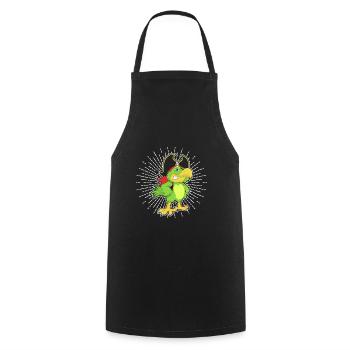 Perroquet pirate - Tablier de cuisine - noir - Devant - AI Model Male 185 dark (185cm)