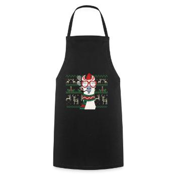 Lama Alpaga énonciations drôles de Noël laid - Tablier de cuisine - noir - Devant - AI Model Male 185 dark (185cm)