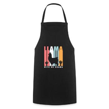 Lama Retro Lama - Kochschürze - Schwarz - Vorne - AI Model Male 185 dark (185cm)